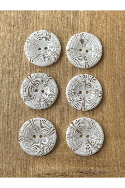 Alize 6 adet büyük boy beyaz kaban düğmesi - beyaz trençkot düğme 34 mm