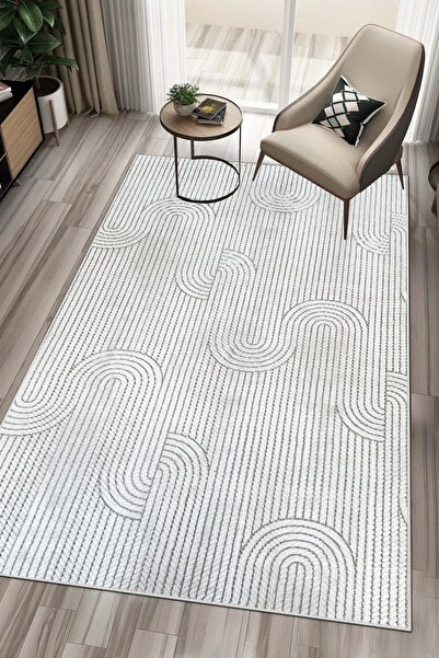 Paco Home Makinede yıkanabilir kaymaz taban leke tutmaz bej mutfak halısı salon halısı ve yolluk