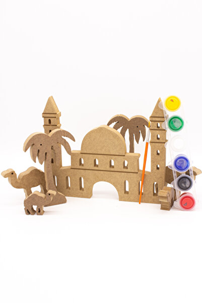 na neşeli ahşap DES10 Ayasafya Camii Boyama Seti 25 Cm, Palmiye Ve Deve. Rama...