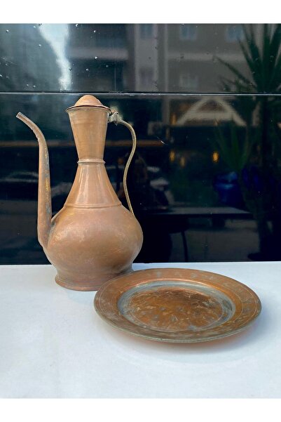 LüksAksesuar Antika Bakır Ibrik Bakır Tabak