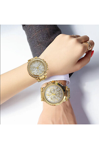 İSTLİV ساعة يد تناظرية مزدوجة من الفولاذ الذهبي (الصندوق في الصورة لن يأتيالمستقبل مع علبة هدية)