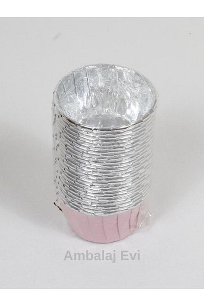 Ambalaj Evi Pink Silver Color Muffin Cupcake Mold Cake Capsule Bride to Be Party 25 Pieces