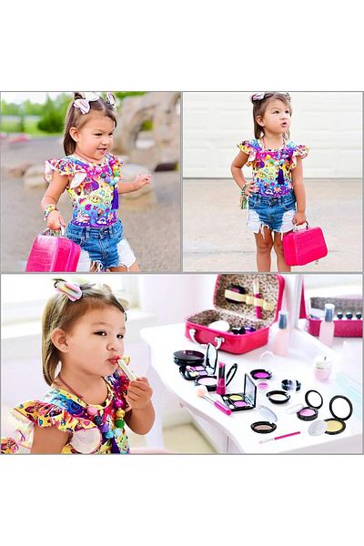 COOYA Pretend Makeup Kit for Girls,Kids Pretend Play Makeup Set for Hoilday,Age 3+(Not Real Makeup)