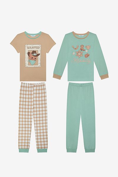 Penti Zweiteiliges, mehrfarbiges Pyjama-Set für Jungen, Cowboy-Katze