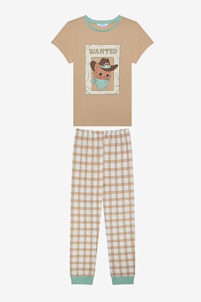 Penti Zweiteiliges, mehrfarbiges Pyjama-Set für Jungen, Cowboy-Katze