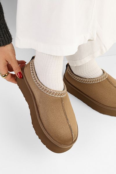 Shoeberry Uggps Mink Furry Short Wildleder-Flachhausschuhe für Damen