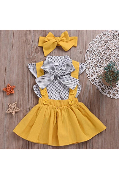 modavals DOKUMA SLOPET POPLIN GÖMLEK & BANDANALI KIZ ÇOCUK SLOPET KOMBİN-4/5 YAŞ