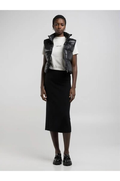 Replay Kadın Siyah Yün ve Kaşmir Karışımlı Uzun Etek