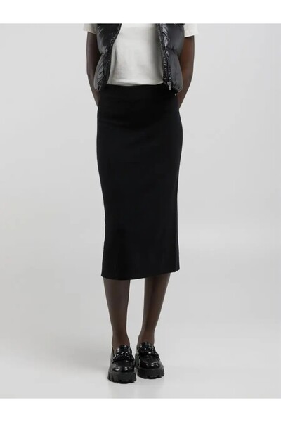 Replay Kadın Siyah Yün ve Kaşmir Karışımlı Uzun Etek