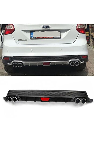 MKG Otomotiv Ford Focus 3 Hatchback Siyah Difüzör Difizör Yuvarlak Egzoz Görü...