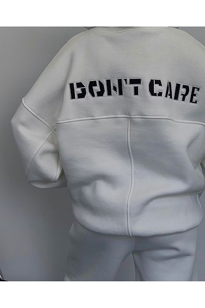 ForOre I Don'T Care White 3 Yarn Charted Oversize Sweat Tracksuit