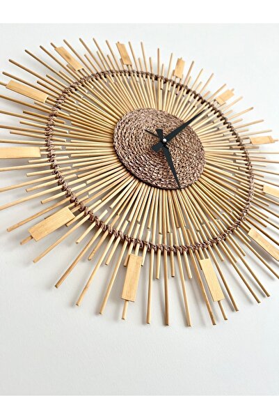 Genel Markalar Solara 60 Cm El Yapımı Doğal Bambu Dekoratif Duvar Saati