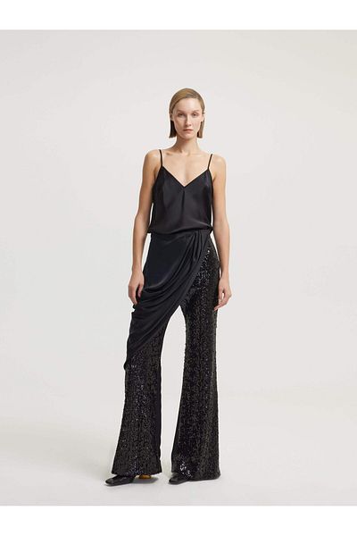 BAQA Shawl Detail Sequined Trousers