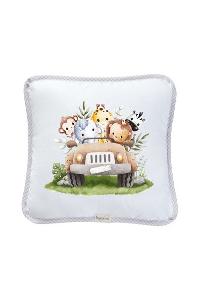 tinylamb Pernă pentru copii umplută cu fibre de silicon cu model Safari 40x40cm