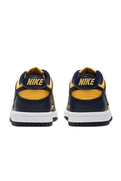 Nike Dunk Low Gs Leather Unisex Sneaker Hakiki Deri Lacivert Sarı Günlük Spor Ayakkabı