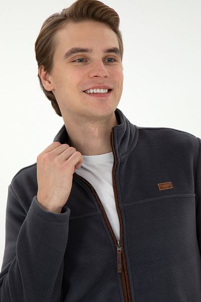 U.S. Polo Assn. Men's Anthracite Fleece Knitted Cardigan 50290594-Vr006