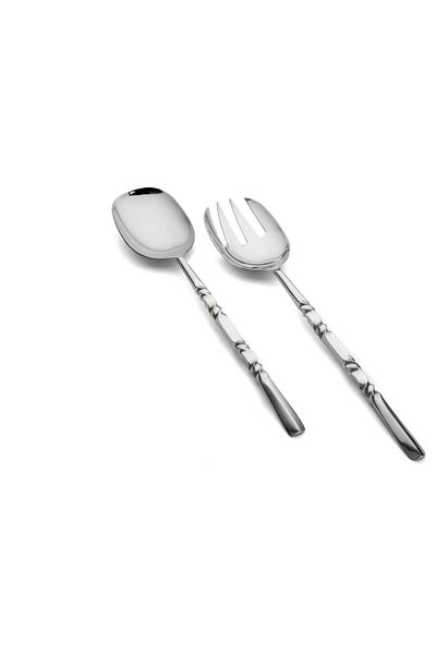Mikasa Moor Natty Silver 2-Piece Salad Serving Set