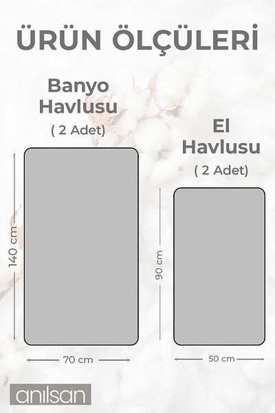 Anılsan Σετ 4 γκρι βαμβακερές πετσέτες - Πετσέτες χεριών και μπάνιου 50x90 και 70x140