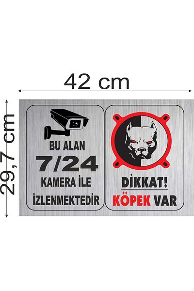 sıradışıhediyem علامة تحذير كبيرة الحجم تحذير الكلب معدن فضي مقاس A3 مقاس 29,7 سم. مقاس × 42 سم