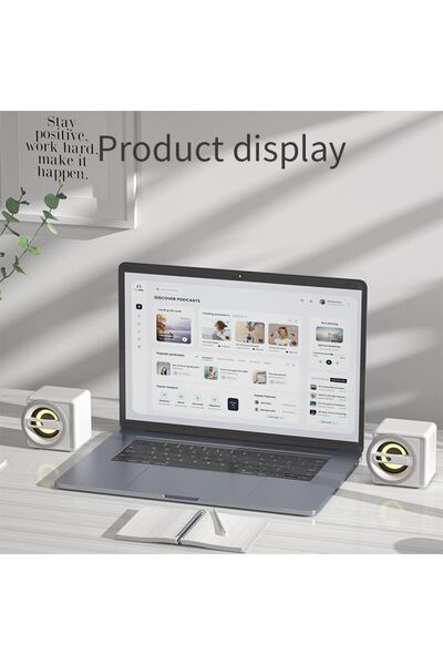 COOYA 1 Pair Computer Speakers,USB Plug-n-Play Computer Speakers with LED Light,for PC Monitor Tablets