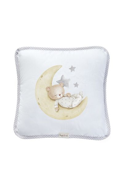 tinylamb Pernă pentru bebeluși umplută cu silicon cu model Sleepy Bear 40x40cm