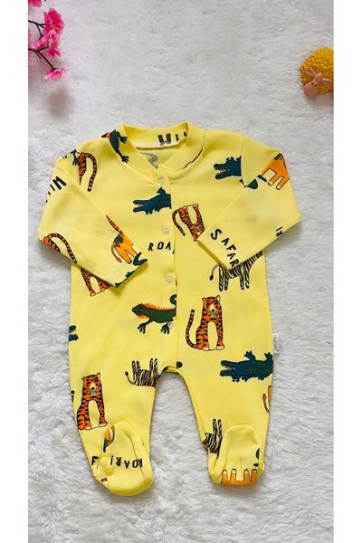 Nayinom Safari Patterned 3-Piece Front Snap Baby Romper