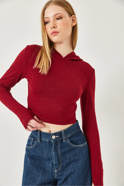 Bianco Lucci Kadın Kapişonlu Jakarlı Bluz 7191 60261282