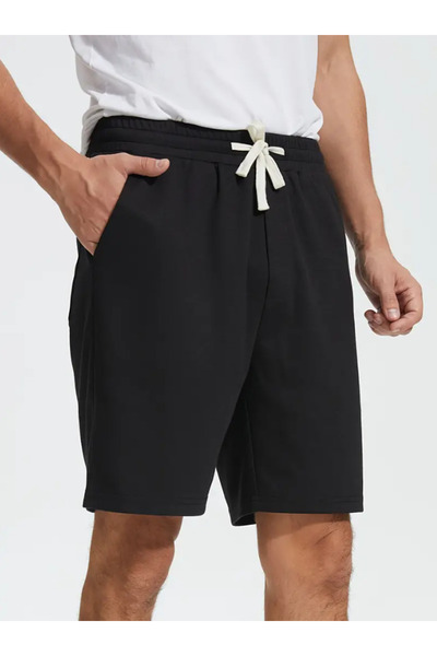 CAONNES Μαύρο μονόχρωμο καλοκαιρινό καθημερινό σορτς ανθεκτικό στον ιδρώτα