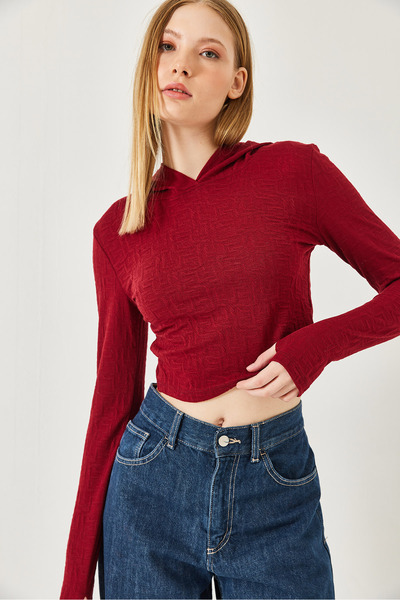 Bianco Lucci Kadın Kapişonlu Jakarlı Bluz 7191 60261282