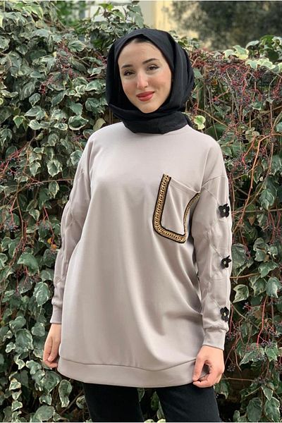 Moda Rosa 25K4446 - Stone - Modal Embroidered Pocket Tunic