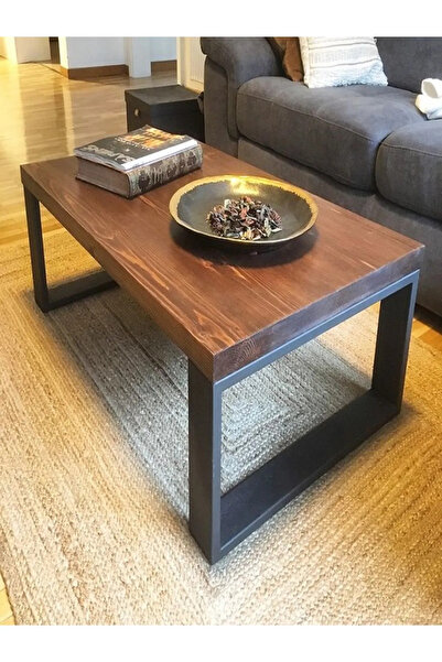 HFAY Ahşap Orta Sehpa Kare Demir Ayak 50*90