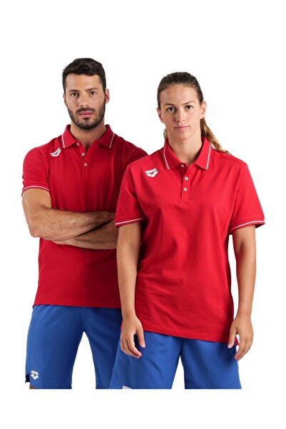 ARENA Team Solid Cotton Unisex Red Casual Style Polo T-Shirt 004901400