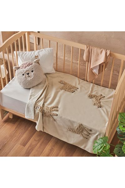Bella Maison Alpaca Fleece Muslin Double Sided Baby Blanket Beige (80X100 cm)