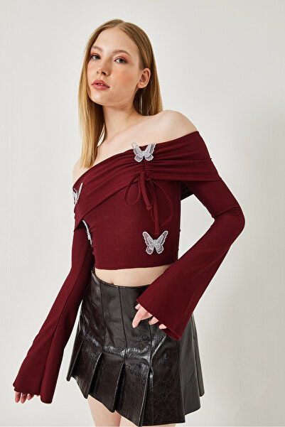 Bianco Lucci Kadın Madonna Yaka Kelebek Detaylı Bluz 7196 60261280