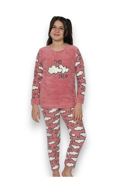 ROMEO LİFE Girl's Winter Plush Fleece Pajamas Set 8061