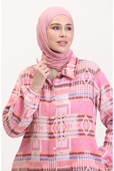 sefamerve Etnik Desen Düğmeli Kap 0556-03 Pembe
