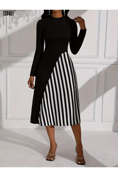 Kokosh moda | | sezon nou | | Rochie de damă din țesătură cu mânecă lungă, cu mânecă lungă, cu detaliu în dungi