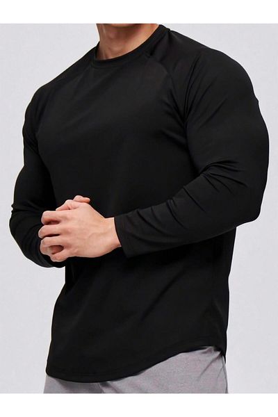 GHASSY CO. Tricou Raglan din bumbac cu mânecă lungă pentru bărbați Ghassy Co. - Croială ovală