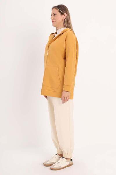 ALLDAY Mustard-Zippered Sweat Cardigan