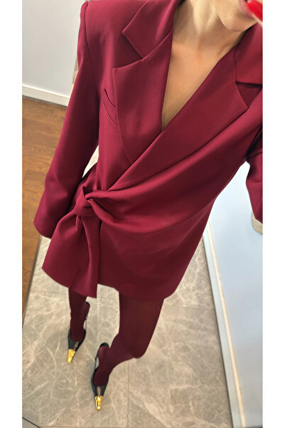 My Blog Bordó Osoka nyakkendő részletes kabát ruha- 511141