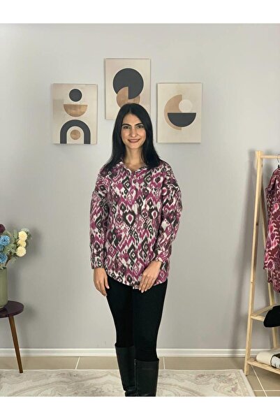 YusGos Women's Single Pocket Print Thick Lumberjack Jacket Shirt (Fuchsia-Smoked)