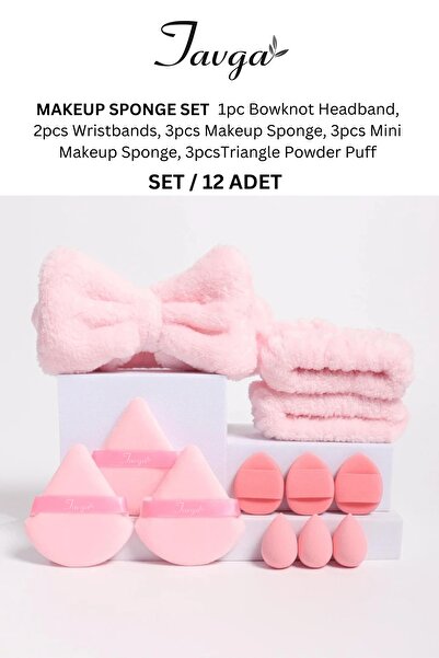 TAVGA Baby Pink Renk Kutulu 12 Parça Mix Makyaj Süngeri Seti