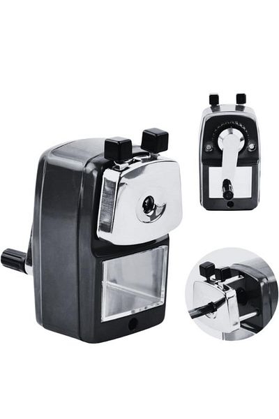 Mas 6732 Desk Type Large Arm Pencil Sharpener - Black