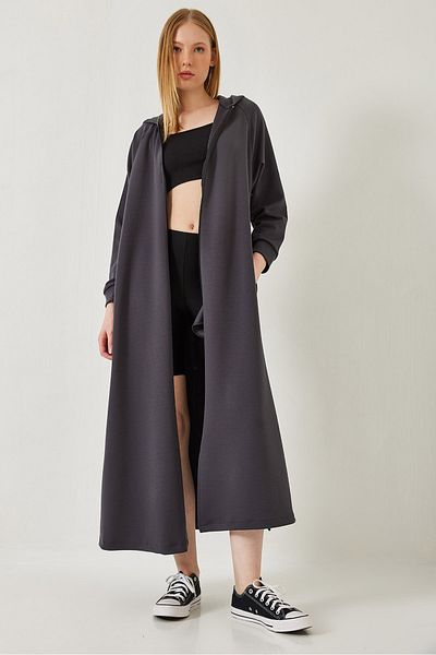 Bianco Lucci Dámský dlouhý svetr na zip s kapucí 8137 60351325