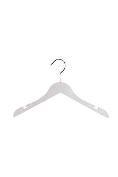 OZC 10 Adet Ahşap Görünümlü 35cm Beyaz Çocuk Askısı