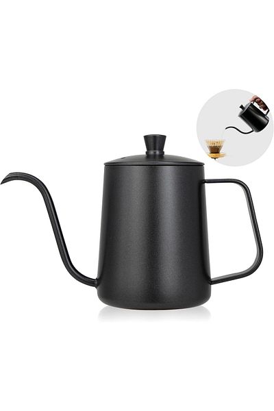 Taimi SCIENISH Black Stainless Steel Goose neck Pot With Lid 600ml