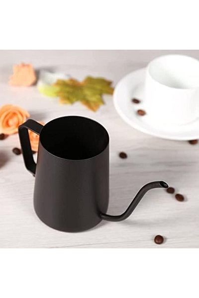 Taimi Coffee Kettle, Stylish Pot withLong Narrow Drip Cup-BLACK-Stainless Steel (350ML)