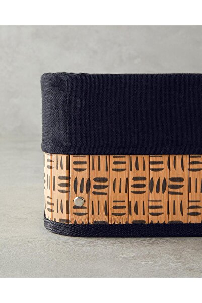 English Home Stripy Bamboo Basket Natural 32X22X12 cm