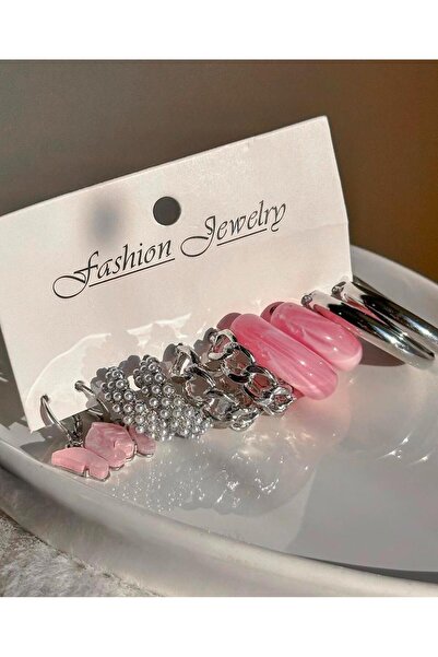 Le Manolia Accessories çoklu inci detaylı kombin küpe seti kadın küpe halka küpe zirkon küpe