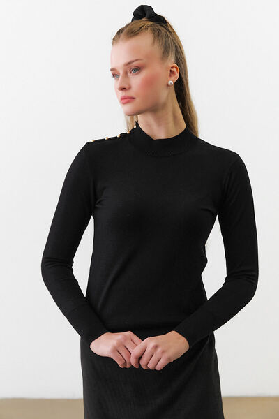 urban focus Half Fisherman Shoulder Buttoned Sweater